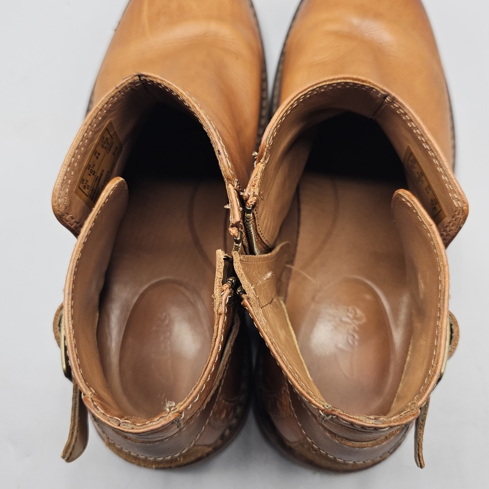 Clarks Clarkdale Leather Remi Dark Tan Burnished Boots Size 10.5 Buckle Side Zip - Picture 2 of 9